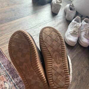 Black and White Sneakers with Brown Soles